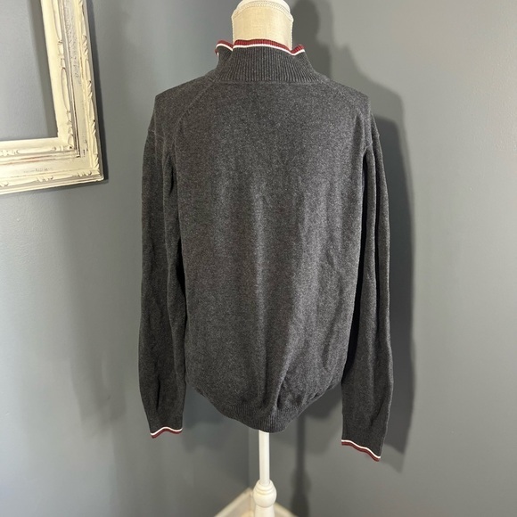 Psycho Bunny 1/4 Zip Pullover Sweater Mens Medium Gray Mock Neck Pima Cotton - Picture 6 of 7